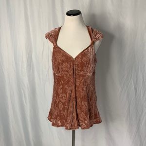 Anthropologie Silk And Velvet Eyelet Close Empire Waist Top